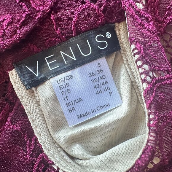 NEW Venus Womens Small Dress High Low Lace Floral Wine Formal Party - Picture 9 of 12